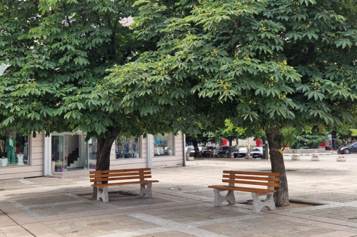 Нови пейки в центъра на града